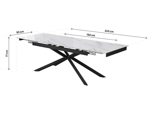 HABITAT ET JARDIN - Table à manger extensible en céramique 6 à 10 personnes "Celeste" - Blanc marbré gold - large