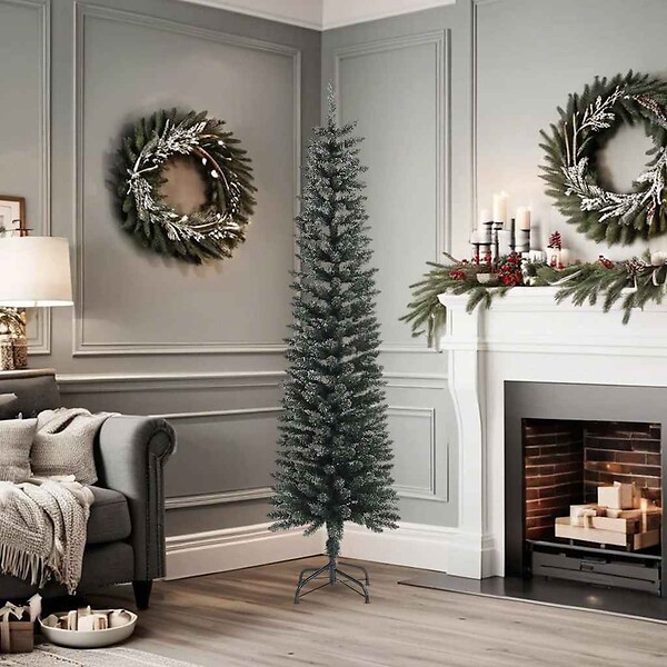 VIDAXL - vidaXL Sapin de Noël artificiel mince avec support Vert 180 cm PVC - large