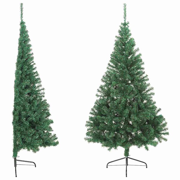 VIDAXL - vidaXL Sapin de Noël artificiel moitié avec support vert 210 cm PVC - large