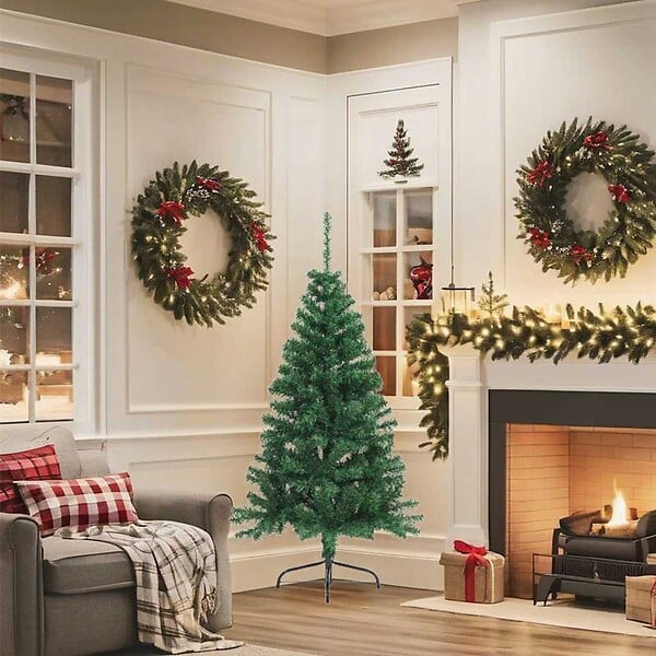 VIDAXL - vidaXL Sapin de Noël artificiel moitié avec support vert 150 cm PVC - large