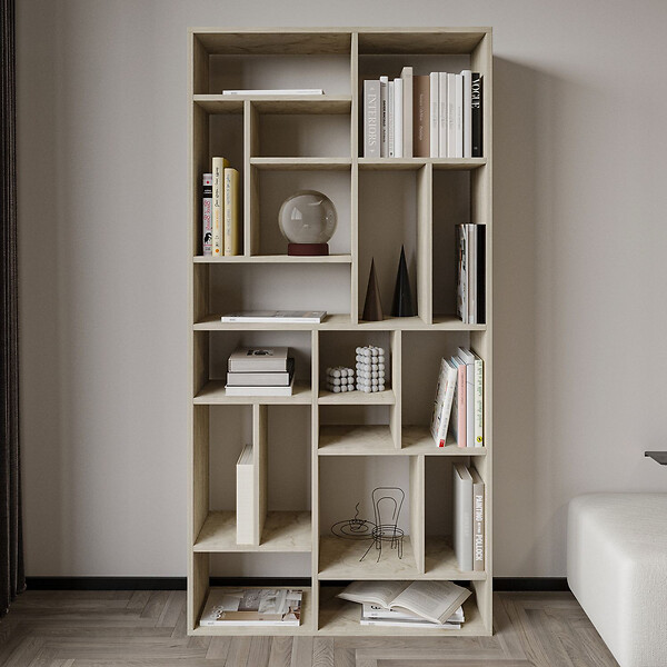 HABITAT ET JARDIN - Bibliothèque en bois "Nicola" - 90 x 30 x 180 cm - Travertin - large