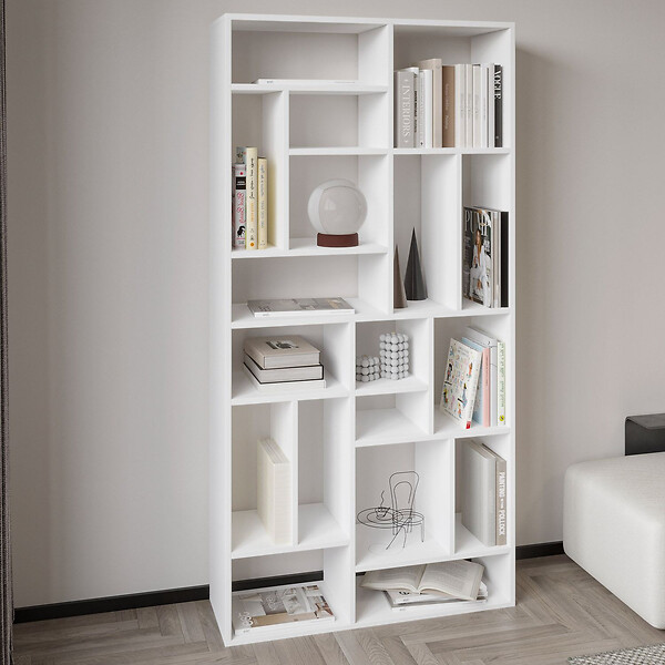HABITAT ET JARDIN - Bibliothèque en bois "Nicola" - 90 x 30 x 180 cm - Blanc - large