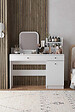 HABITAT ET JARDIN - Coiffeuse avec miroir carré en bois "Harmony Square" - 124 x 40 x 135 cm - Blanc - vignette