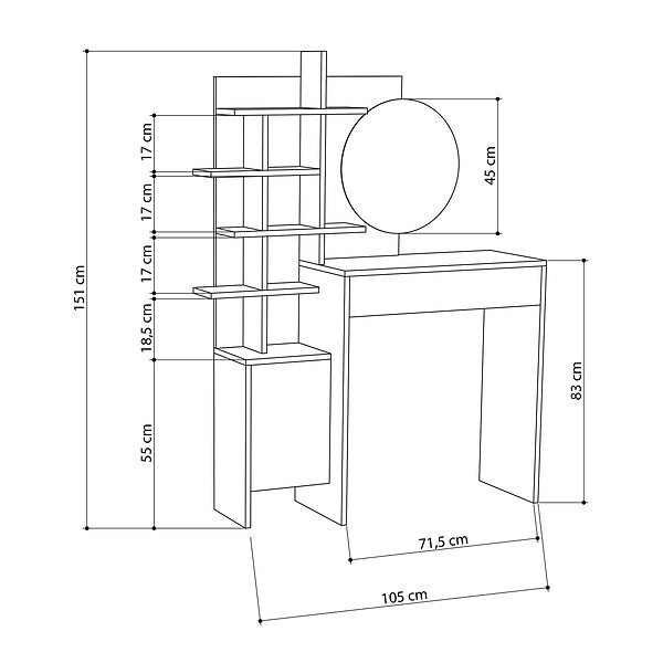 HABITAT ET JARDIN - Table de maquillage en bois "Mup" 105 x 35 x 151 cm - Blanc - large