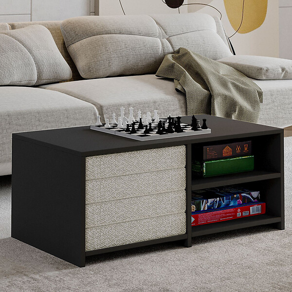 HABITAT ET JARDIN - Table basse en bois "Gord" - 90 x 45 x 44 cm - Gris anthracite - large