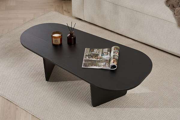 HABITAT ET JARDIN - Table basse en bois "Ovalis" - 130 x 65 x 40 cm - Bois Noir - large