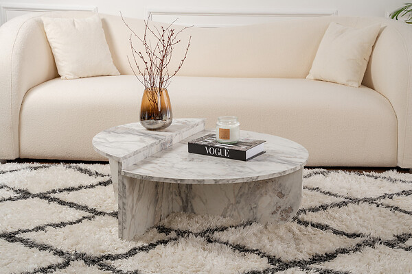 HABITAT ET JARDIN - Table basse en bois "Orion" 90 x 60 x 30 cm - Marbre de Freesia - large