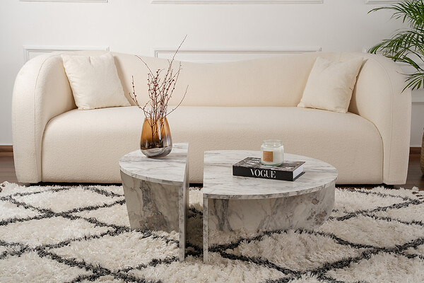 HABITAT ET JARDIN - Table basse en bois "Orion" 90 x 60 x 30 cm - Marbre de Freesia - large