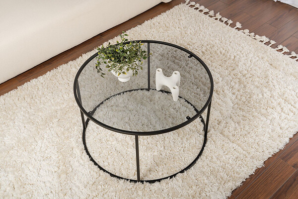 HABITAT ET JARDIN - Table basse en métal "Aurum" - 80 x 80 x 43 cm - Noir Gris - large