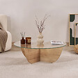 HABITAT ET JARDIN - Table basse en verre "Liya" 90 x 90 x 30 cm - Chêne saphir - vignette