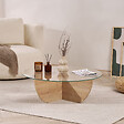 HABITAT ET JARDIN - Table basse en verre "Liya" 90 x 90 x 30 cm - Chêne saphir - vignette