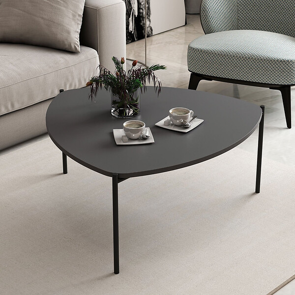 HABITAT ET JARDIN - Table basse en bois "Lenny" - 90 x 89 x 40 cm - Gris anthracite - large