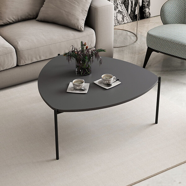 HABITAT ET JARDIN - Table basse en bois "Lenny" - 90 x 89 x 40 cm - Gris anthracite - large