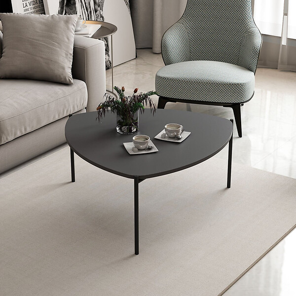 HABITAT ET JARDIN - Table basse en bois "Lenny" - 90 x 89 x 40 cm - Gris anthracite - large