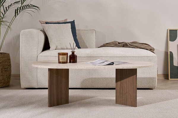HABITAT ET JARDIN - Table basse en bois "Sable" 119 x 60 x 40 cm - Travertin - large