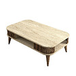 HABITAT ET JARDIN - Table basse en bois "Eylul" - 105 x 60 x 35 cm - Travertin - vignette