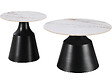 HABITAT ET JARDIN - Lot de 2 tables basses gigognes en céramique "Vulca" - 70 x 70 x 43 cm - Blanc - vignette
