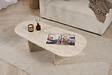 HABITAT ET JARDIN - Table basse en bois "Ovalis" - 130 x 65 x 40 cm - Travertin - vignette