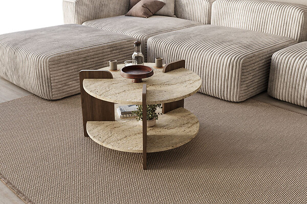 HABITAT ET JARDIN - Table basse en bois "Oalla" 70 x 70 x 45 cm - Travertin - large