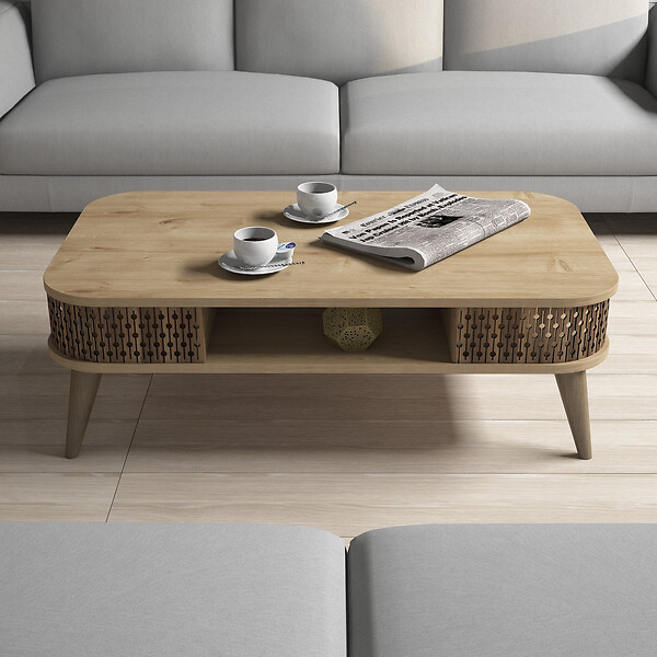 HABITAT ET JARDIN - Table basse en bois "Eylul" - 105 x 60 x 34 cm - Marron - large