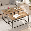 HABITAT ET JARDIN - Lot de 3 tables basse en bois "VG9" - 90 x 45 x 44 cm - Pin Atlantique - vignette