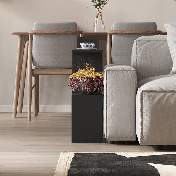 HABITAT ET JARDIN - Table d'appoint en bois "Homemania" - 60 x 20 x 60 cm - Noir - large