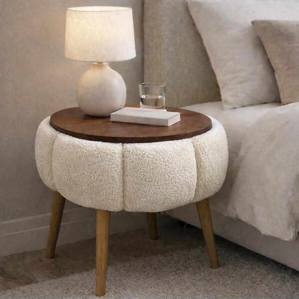 HABITAT ET JARDIN - Table d'appoint en bois "Papatya" - 45 x 45 x 44 cm - Crème - large