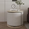 HABITAT ET JARDIN - Table d'appoint avec pouf en bois "Vexana" - 43 x 43 x 47 cm - Travertin - vignette