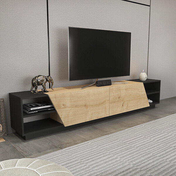 HABITAT ET JARDIN - Meuble TV en bois "Rhodes" - 240 x 37 x 47 cm - Beige - large