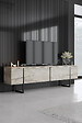 HABITAT ET JARDIN - Meuble TV en bois "Luxe" - 180 x 30 x 50 cm - TravertinNoir - vignette