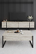 HABITAT ET JARDIN - Meuble TV en bois "Luxe" - 180 x 30 x 50 cm - TravertinNoir - vignette