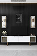 HABITAT ET JARDIN - Meuble TV en bois "Gold Line" - 180 x 30 x 48 cm - BlancNoir - vignette