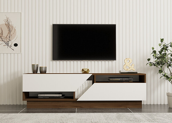HABITAT ET JARDIN - Meuble TV en bois "Koza" - 160 x 40 x 45 cm - NoyerBlanc - large