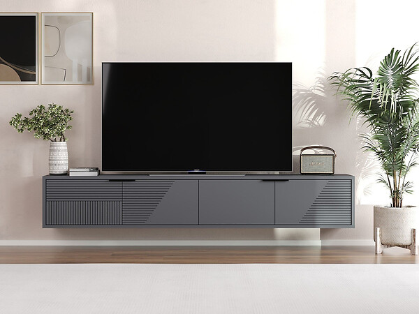 HABITAT ET JARDIN - Meuble TV en bois "Parla" 180 x 30 x 30 cm - Anthracite - large