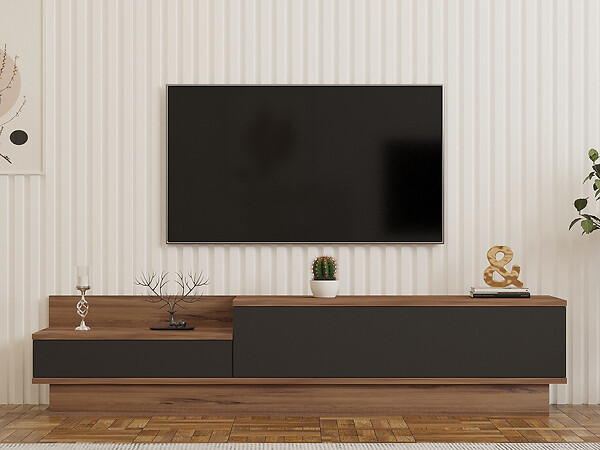 HABITAT ET JARDIN - Meuble TV en bois "Asir" - 160 x 35 x 35 cm - Marron - large