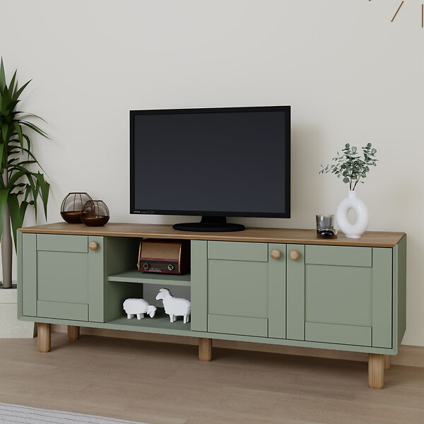 HABITAT ET JARDIN - Meuble TV en bois "Mia" - 160 x 40 x 56 cm - Vert - large