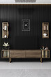 HABITAT ET JARDIN - Meuble TV en bois "Gold Line" - 180 x 30 x 48 cm - NoyerNoir - vignette
