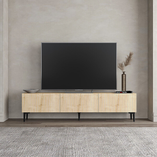 HABITAT ET JARDIN - Meuble TV en bois "Oscar" - 180 x 31 x 45 cm - Marron clair - large