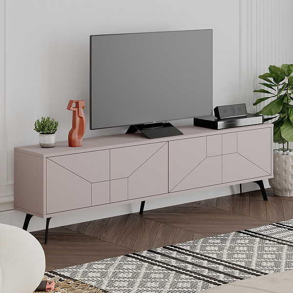 HABITAT ET JARDIN - Meuble TV en bois "Dune" - 180 x 29 x 50 cm - Moka clair - large