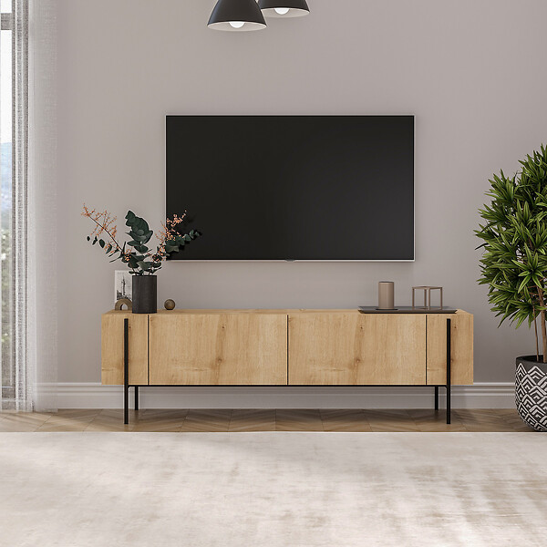HABITAT ET JARDIN - Meuble TV en bois "Herman" - 160 x 31 x 45 cm - Beige - large