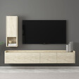 HABITAT ET JARDIN - Meuble TV avec étagère murale en bois "Sema" - 160 x 30 x 35 cm - Travertin - vignette