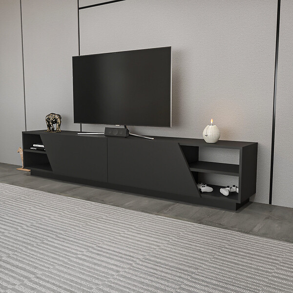 HABITAT ET JARDIN - Meuble TV en bois "Rhodes" - 240 x 37 x 47 cm - Gris anthracite - large