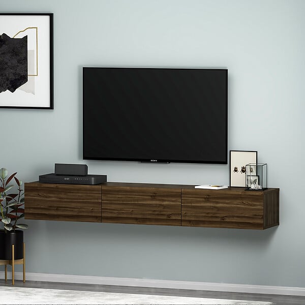 HABITAT ET JARDIN - Meuble TV en bois "Terra" - 180 x 31 x 26 cm - Marron - large