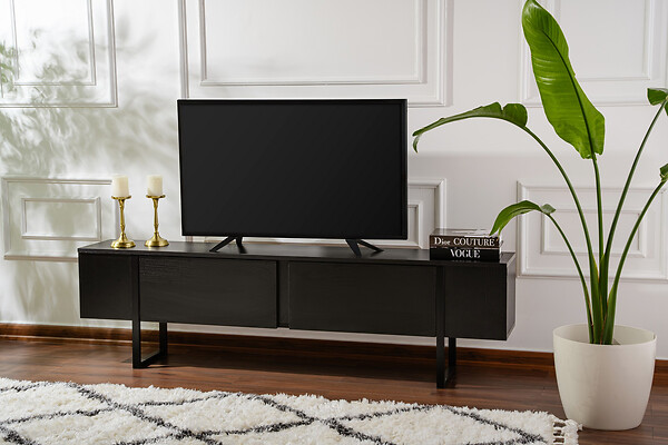 HABITAT ET JARDIN - Meuble TV en bois "Serenity" - 180 x 29 x 50 cm - Noir - large