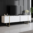 HABITAT ET JARDIN - Meuble TV en bois "Luxe" - 180 x 30 x 50 cm - Or blanc - vignette