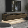 HABITAT ET JARDIN - Meuble TV suspendu en bois avec éclairage LED "Neon" - 160 x 32 x 35 cm - Marron foncé - vignette