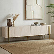 HABITAT ET JARDIN - Meuble TV en bois "Nexus" - 180 x 30 x 45 cm - Travertin / Or - vignette