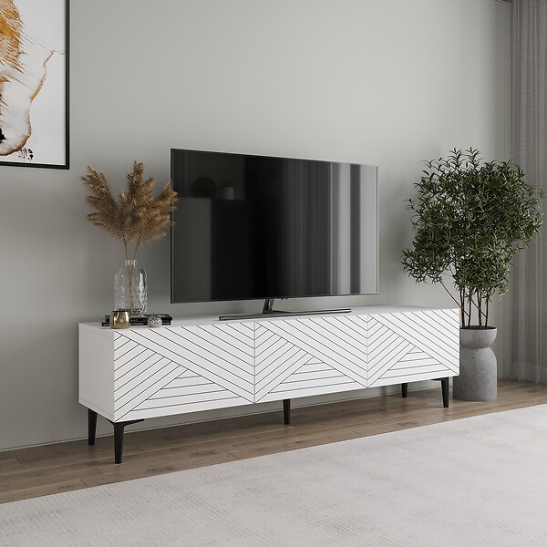 HABITAT ET JARDIN - Meuble TV en bois "Felix" - 160 x 31 x 44 cm - Blanc - large