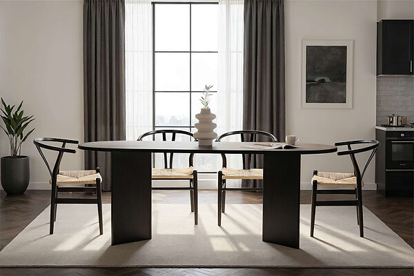 HABITAT ET JARDIN - Table à manger en bois "Sabella" 200 x 90 x 75 cm - Bois Noir - large