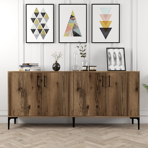 HABITAT ET JARDIN - Buffet en bois "Kiev" - 180 x 35 x 78 cm - Noyer - large